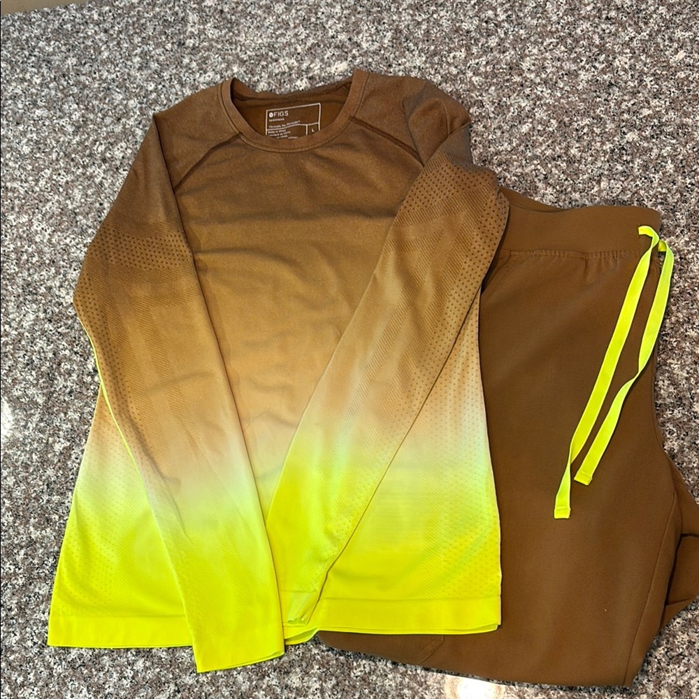 Brown and Yellow Gradient Activewear Set